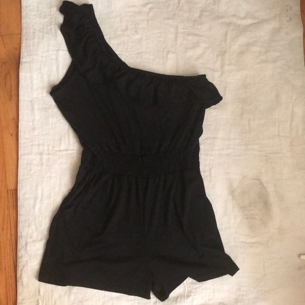 Black Romper with Ruffles - Medium